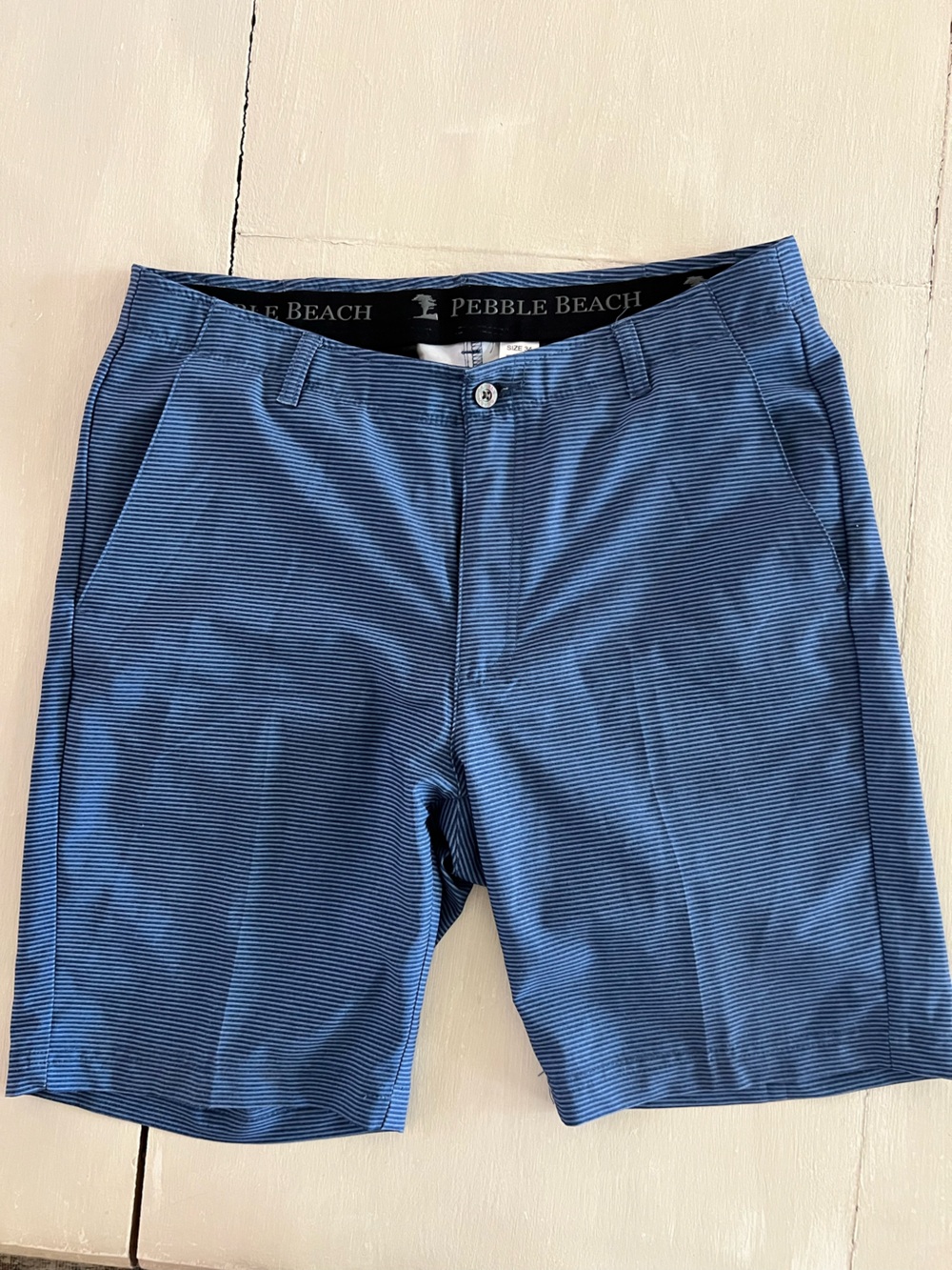 Pebble Beach Men’s Blue Pinstripe Golf Shorts Size 34 Performance Flat Front